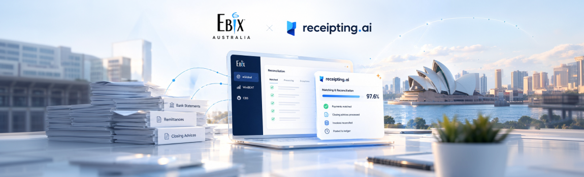 Ebix Australia and receipting.ai integrated reconciliation service