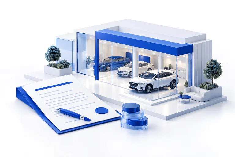 A car, dealership and financing document representing retail and inventory finance.