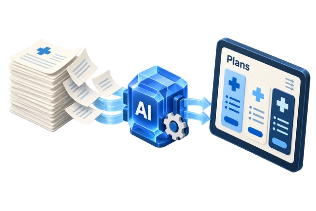 Illustrative 3D concept for Health Insurance and Employee Benefits