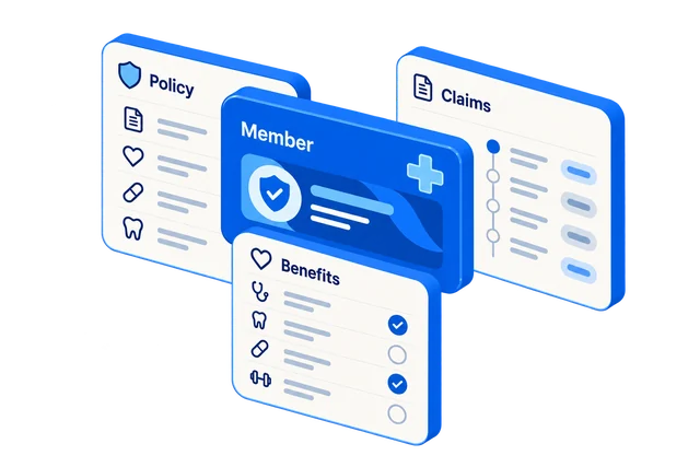 Illustrative 3D concept for Ebix Enterprise: One platform. The complete benefits journey.